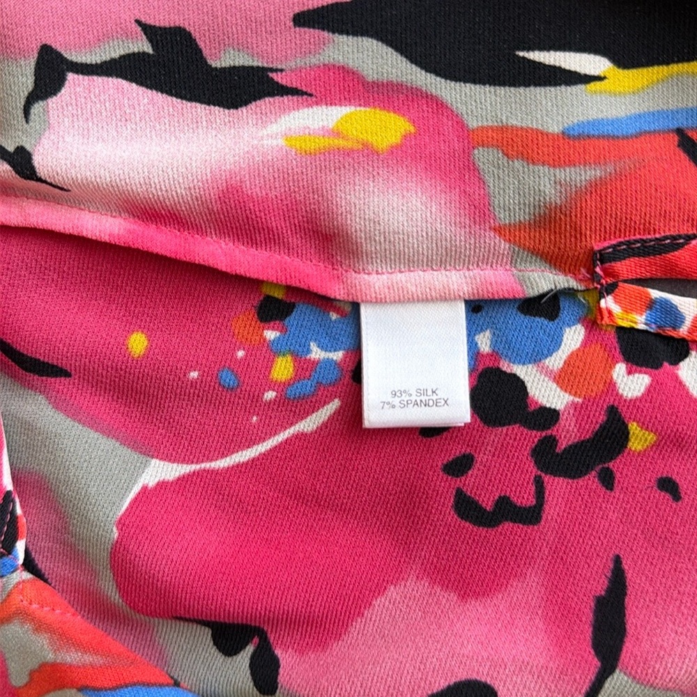 St. John silk blend floral tunic midi dress with rhinestone accents, size XL - Picture 5 of 12